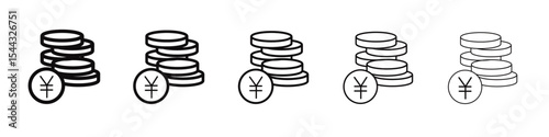 Japanese yen currency icon black and white vector sign