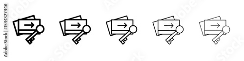 Keycard access icon black and white vector sign