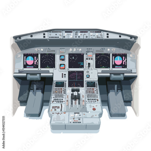 flight dashboard isolated in White Background, flight vector dashboard, Flat lay vector illustration