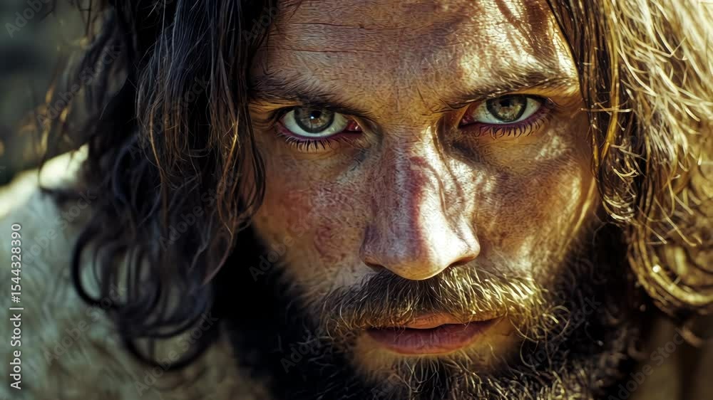 Man with long hair and beard