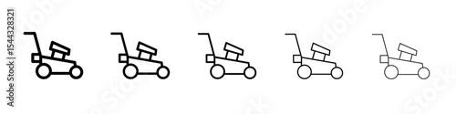 Lawn mower icon black and white vector sign