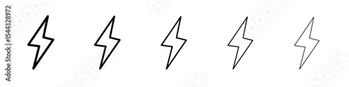 lightning bolt icon black and white vector sign