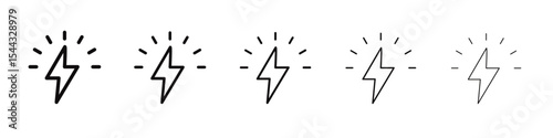 lightning bolt icon black and white vector sign