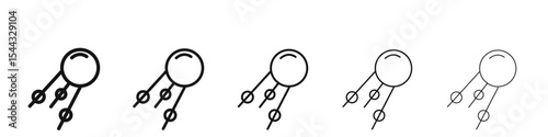 Linear sputnik icon black and white vector sign