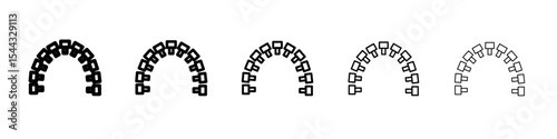 lingual braces icon black and white vector sign