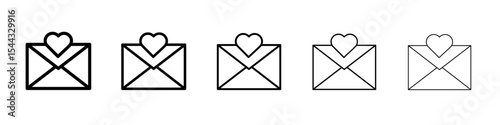 Love letter icon black and white vector sign