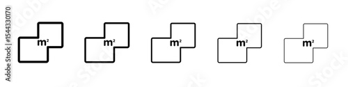 m2 area unit icon black and white vector sign