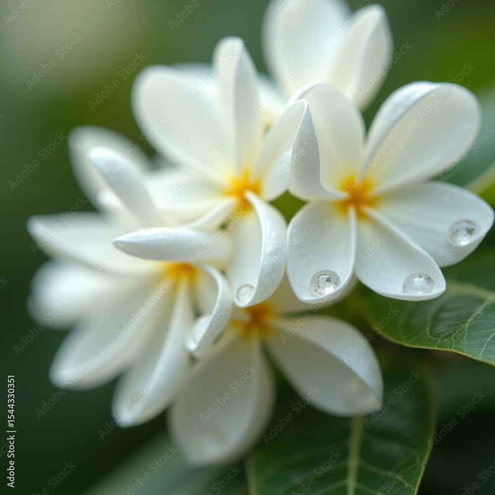 Fototapeta premium Dewdrops Resting Gently on Jasmine Flower