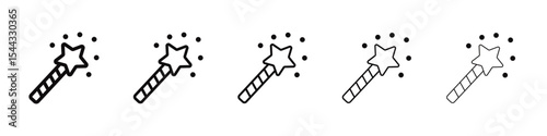 magic wand icon black and white vector sign