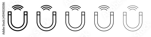 Magnet with power icon black and white vector sign