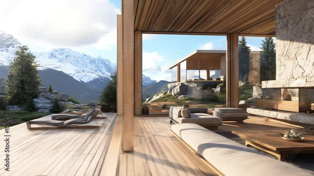 Luxury Mountain Villa Interior Design with Fireplace and Stunning Mountain Views Luxury Mountain Villa Interior Design with Fireplace and Stunning Mountain Views