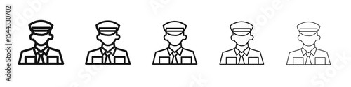 Male chief officer icon black and white vector sign