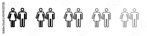 Man and woman icon black and white vector sign