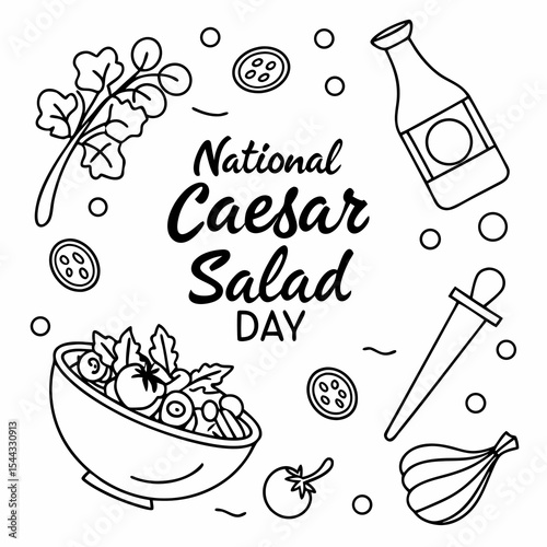 NATIONAL CAESAR SALAD DAY vector illustration