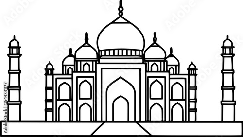 Taj Mahal line art illustration India monument
