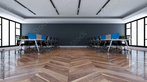 blank wall in office room for company logo mockup