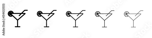 Martini glass icon black and white vector sign