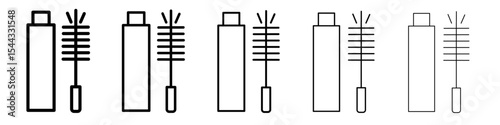 Mascara brush icon black and white vector sign
