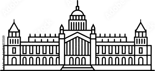 Houses of Parliament London outline icons

