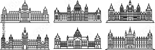 Houses of Parliament London outline icons
