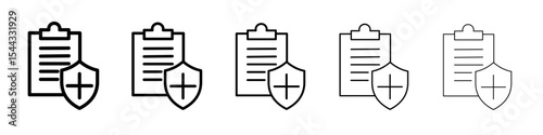 Medical insurance icon black and white vector sign