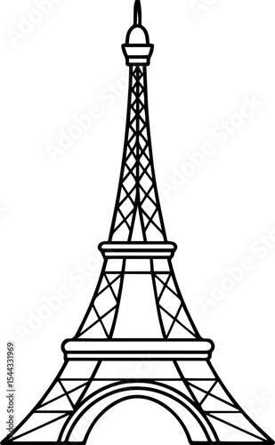 Eiffel Tower outline vector illustrations

