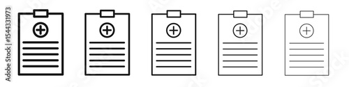 Medical record icon black and white vector sign