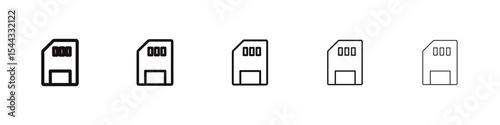 Memory card icon black and white vector sign