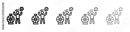 Men luck icon black and white vector sign