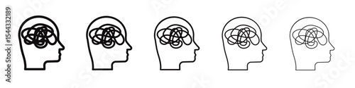 Mental disorder icon black and white vector sign