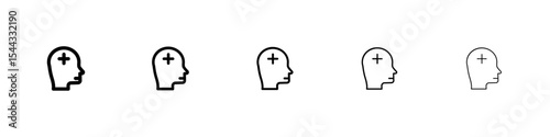 Mental health icon black and white vector sign
