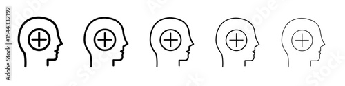 Mental health icon black and white vector sign