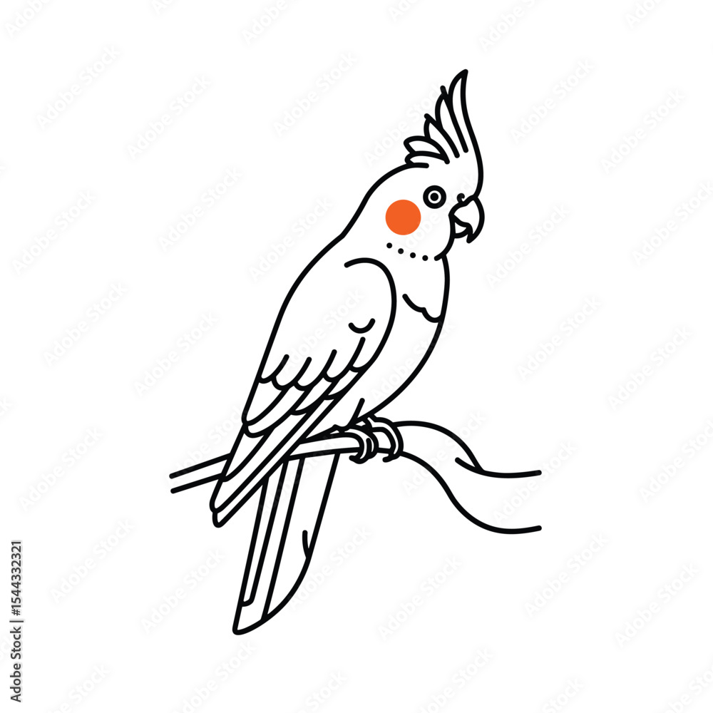 Fototapeta premium An illustration of a group cockatoo and toucan on branch