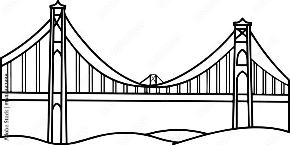 Fototapeta premium Golden Gate Bridge outline vector illustrations 