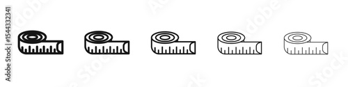Meter tape icon black and white vector sign