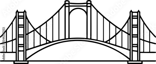 Golden Gate Bridge outline vector illustrations
