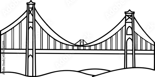 Golden Gate Bridge outline vector illustrations
