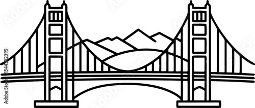 Golden Gate Bridge outline vector illustrations
