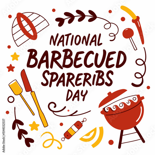 NATIONAL BARBECUED SPARERIBS DAY vector illustration