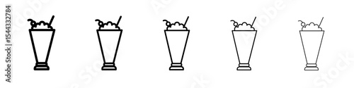 Milkshake icon black and white vector sign
