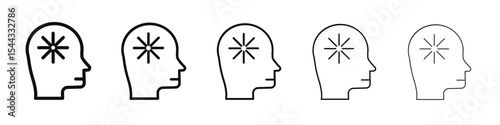Mind awareness icon black and white vector sign