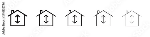 Minimum ceiling heights icon black and white vector sign
