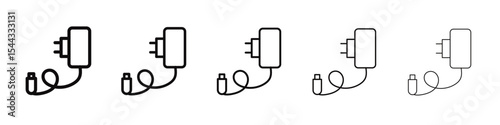Mobile charger icon black and white vector sign