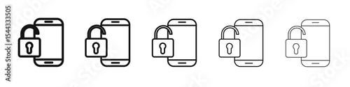 Mobile Unlock icon black and white vector sign