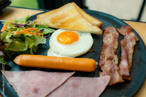 Eggs cooked in a pan