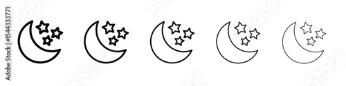 Moon icon black and white vector sign