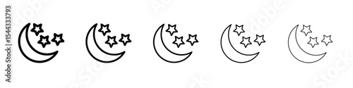 Moon icon black and white vector sign