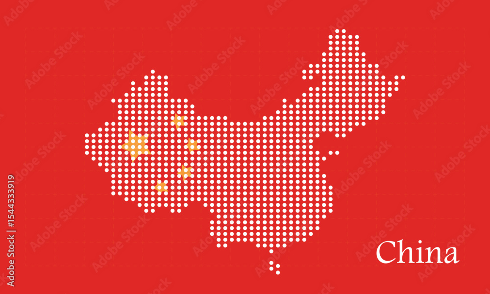 Obraz premium China Map Dots Vector Design. 