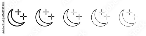 Moon stars icon black and white vector sign