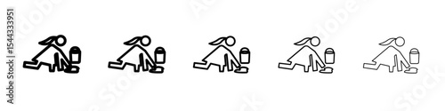 Mopping floors icon black and white vector sign